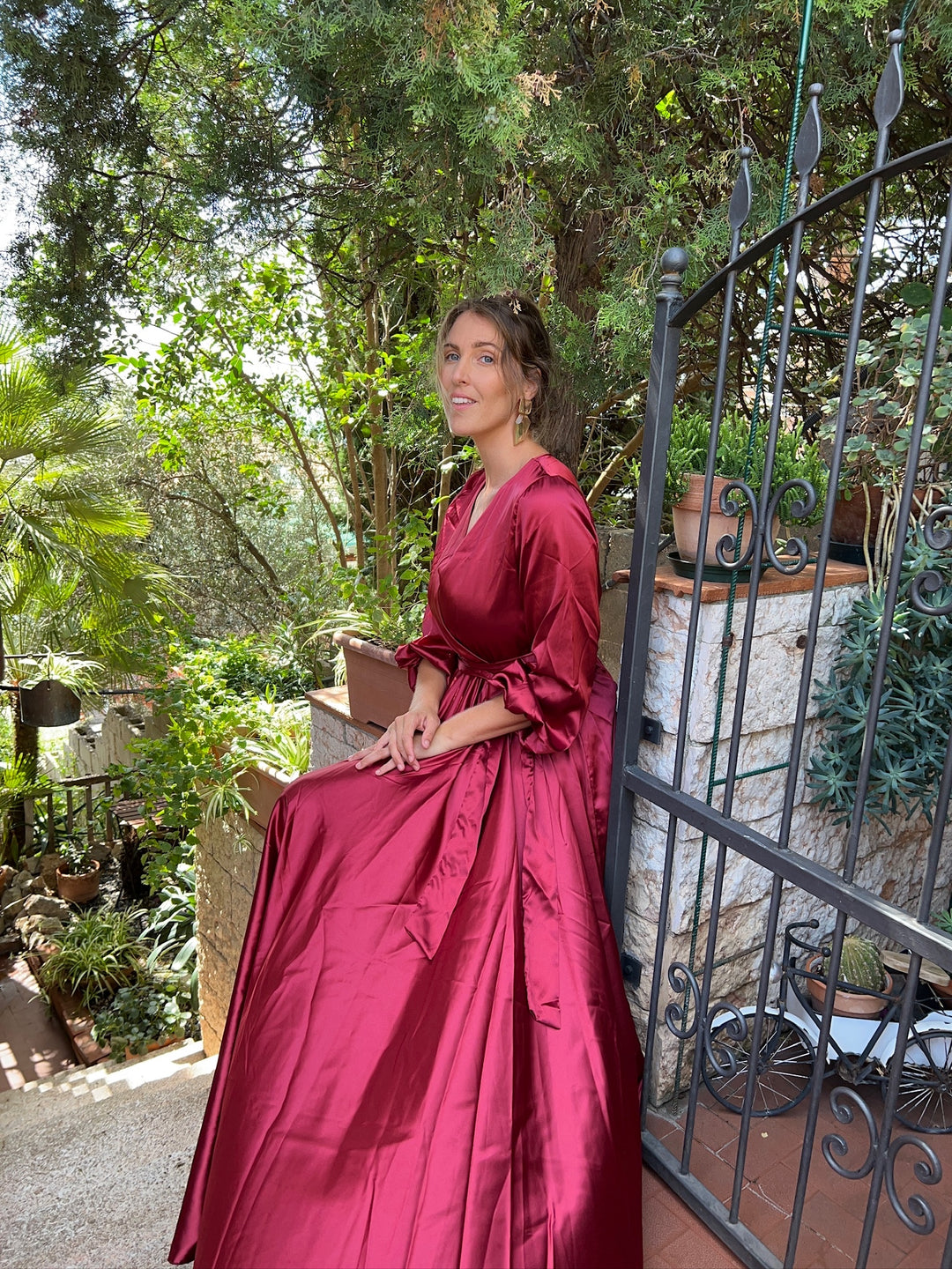 CALLIOPE Dress - Bordeaux Satin 