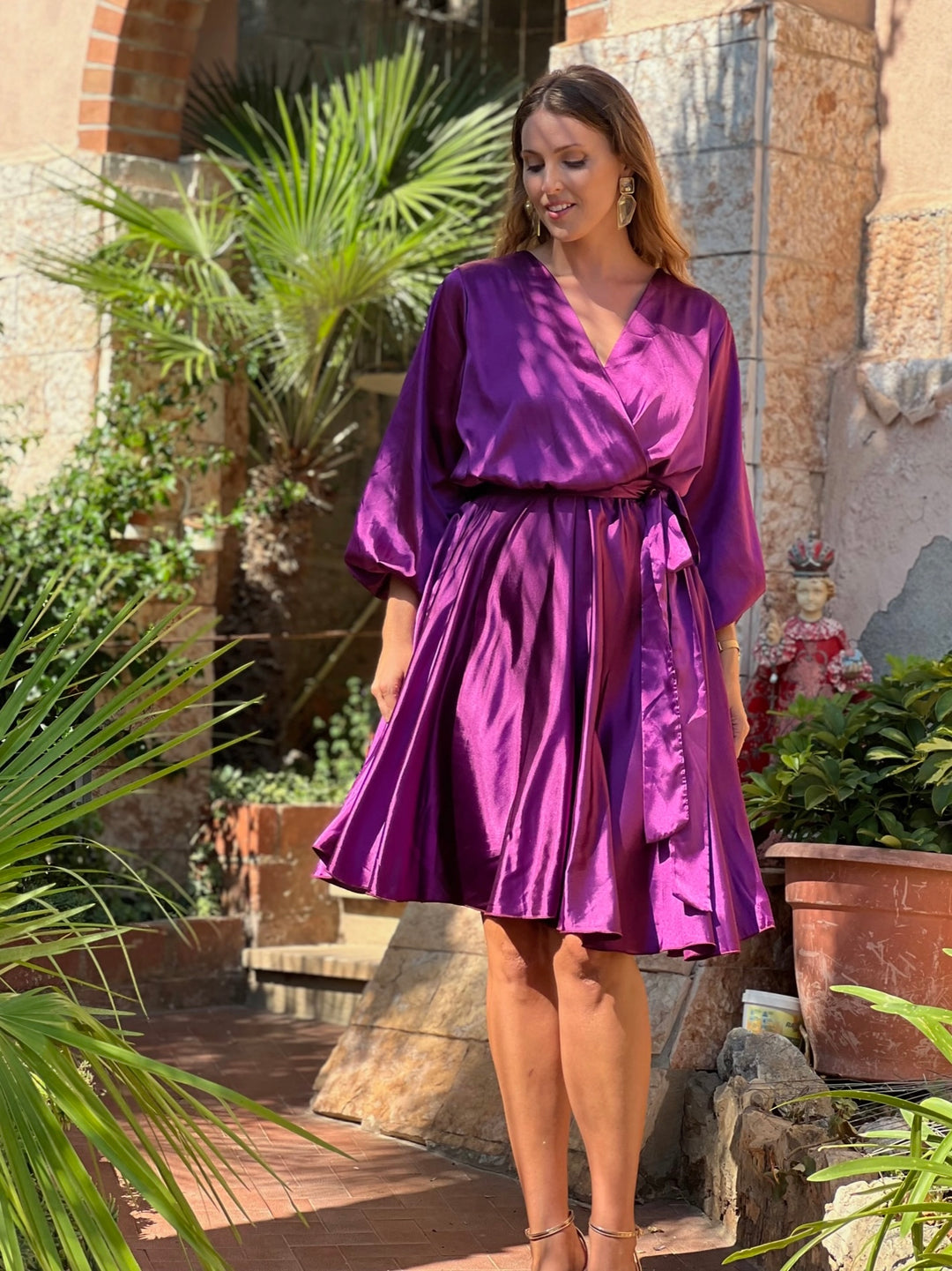 Dress PARIS - PURPLE satin