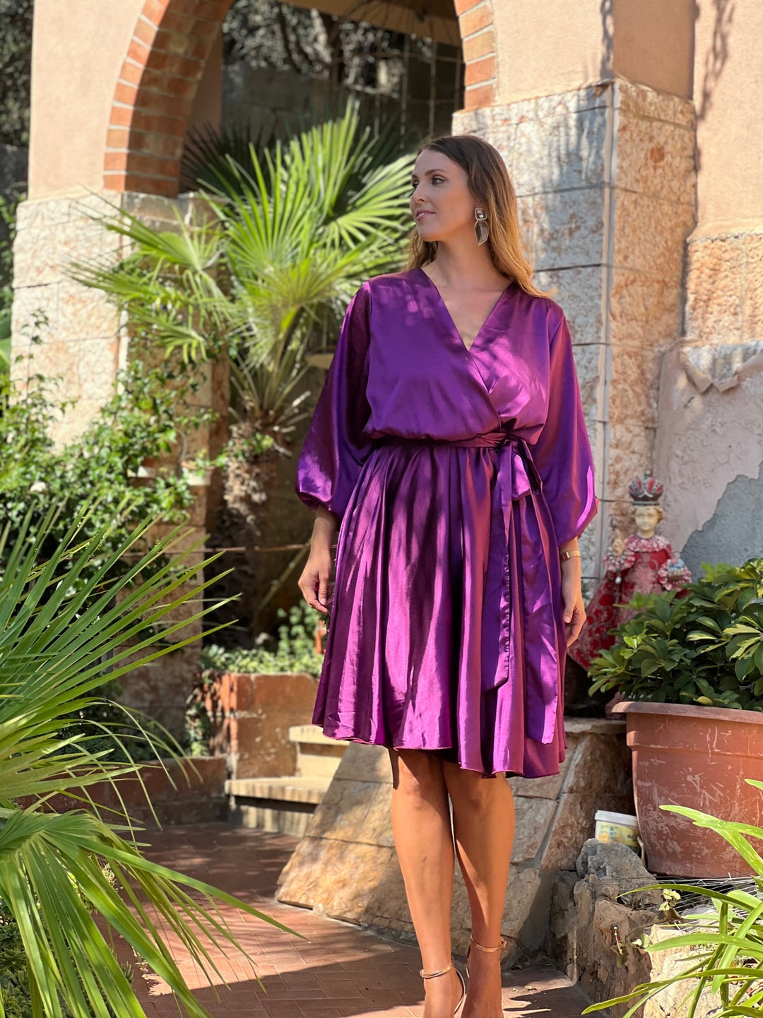 Dress PARIS - PURPLE satin