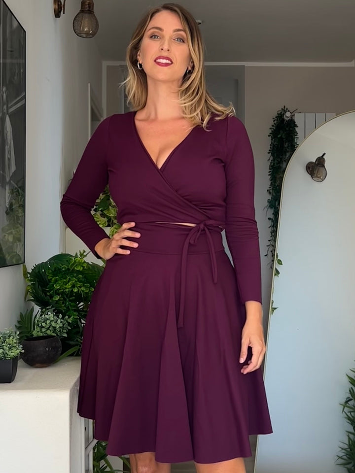 Gonna Midi Punto Milano - Viola Mulberry (PREORDER)