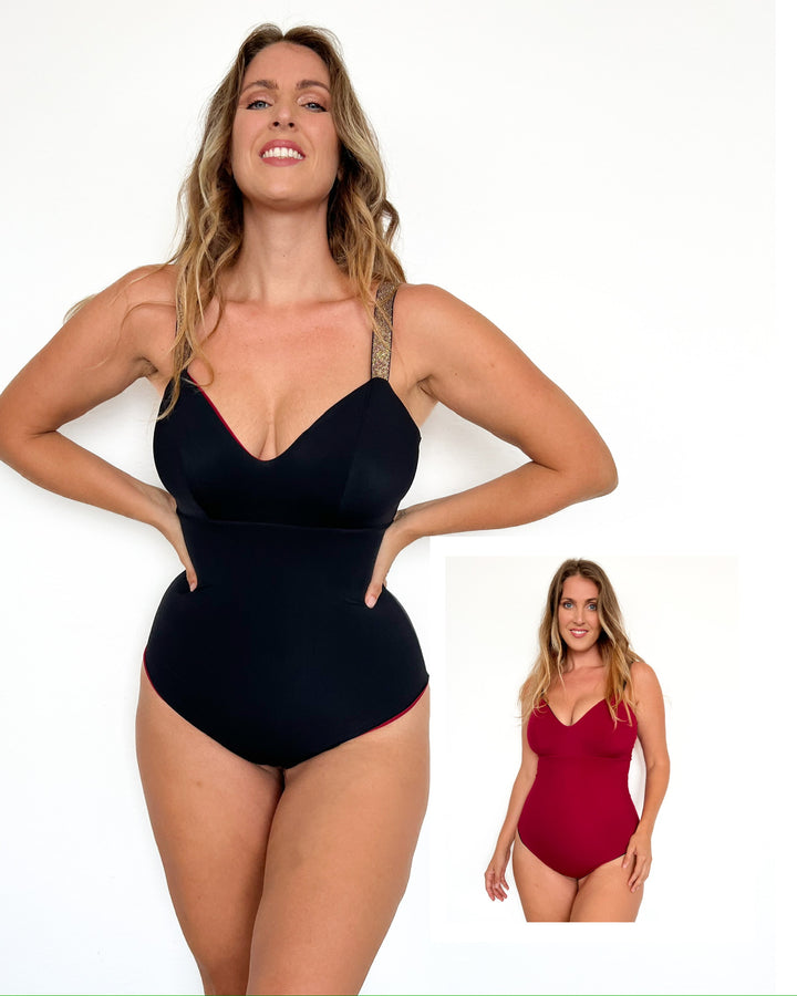 Body DIANA - Sculpt Reversibile NERO/ROSSO PROFONDO