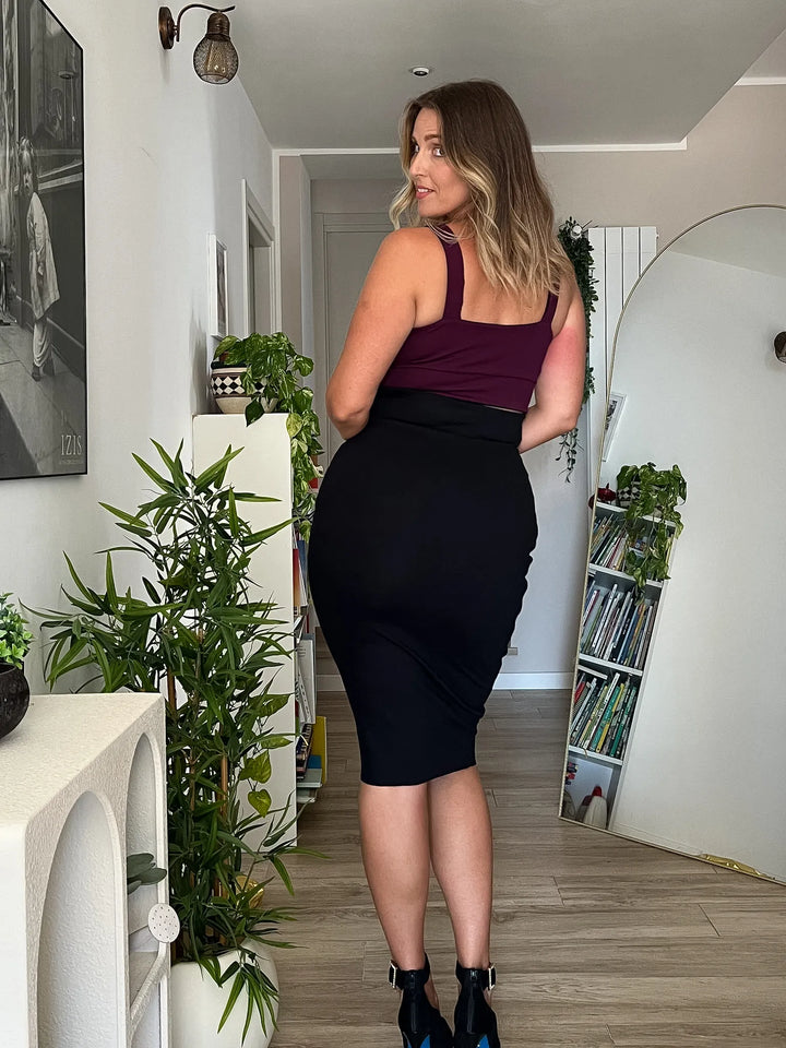 Gonna TUBINO Punto Milano - Nero / Viola Mulberry (PREORDER)