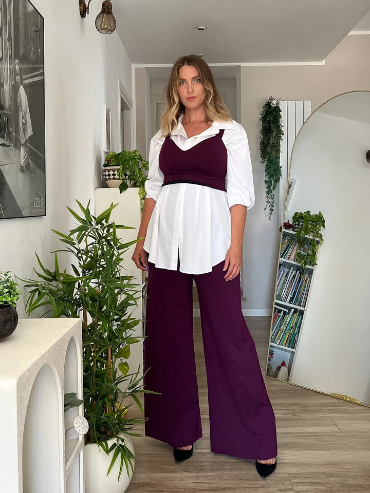 Pantalone PALAZZO Punto Milano - Viola Mulberry (PREORDER)