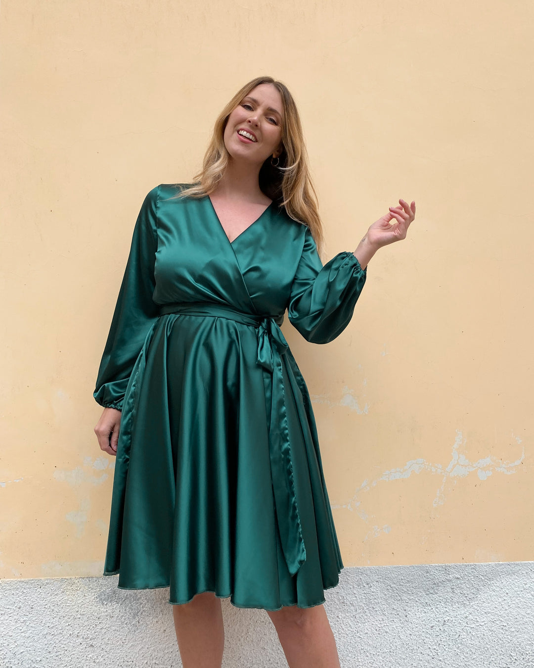 PARIS Dress - Emerald Satin 