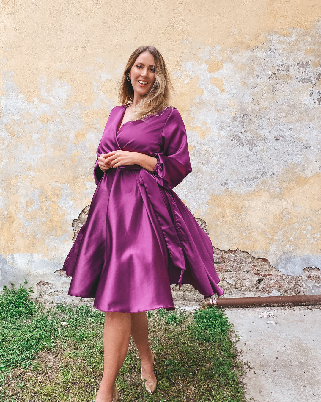 Dress PARIS - PURPLE satin