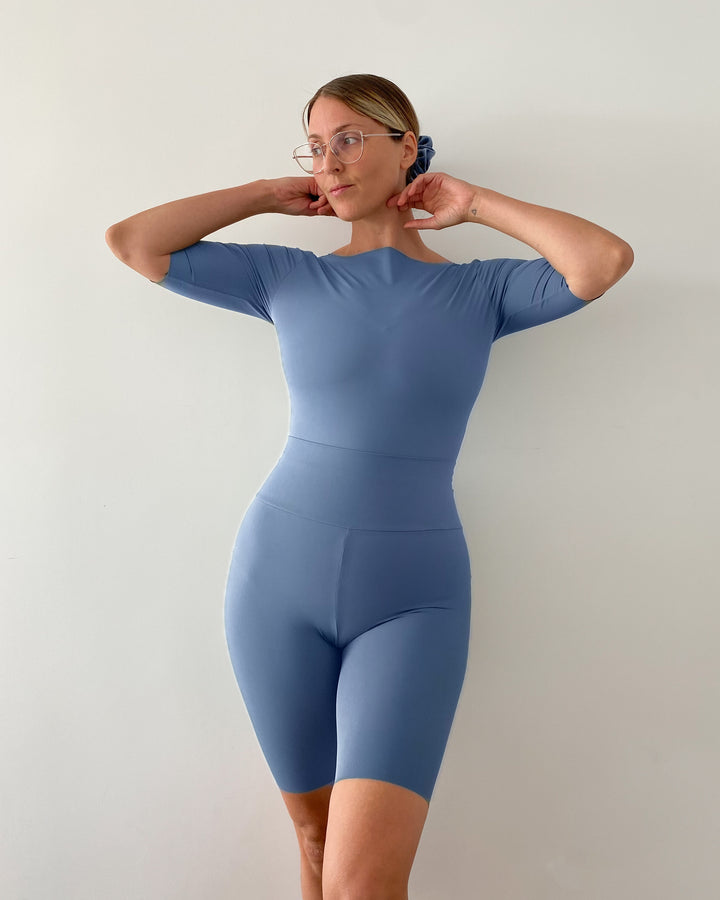 Body BARCA Sculpt Manica Corta - Blu Avio