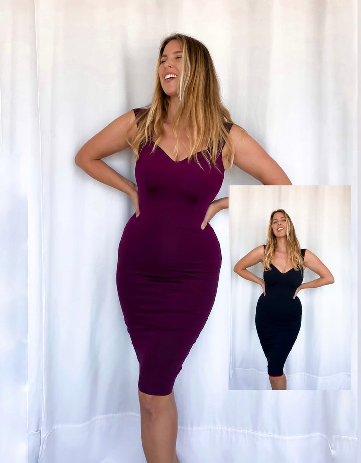 Tubino AUDREY Corsetto Sculpt - Nero/Viola Mulberry