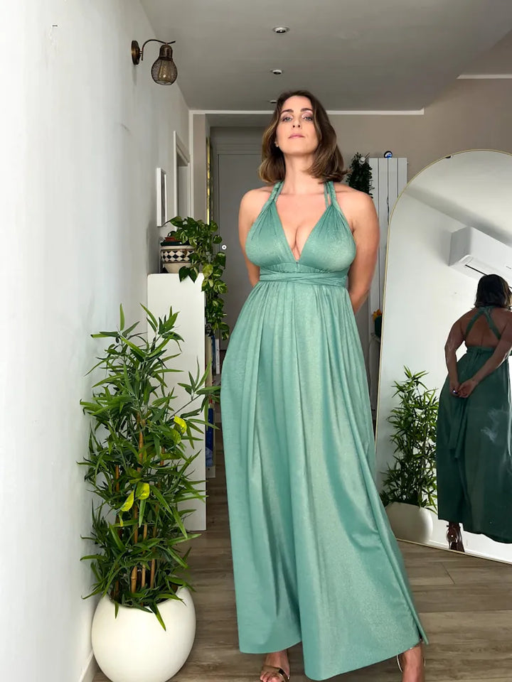 Abito OLIMPIA Multi-way - Lurex editon - Porcelain Green