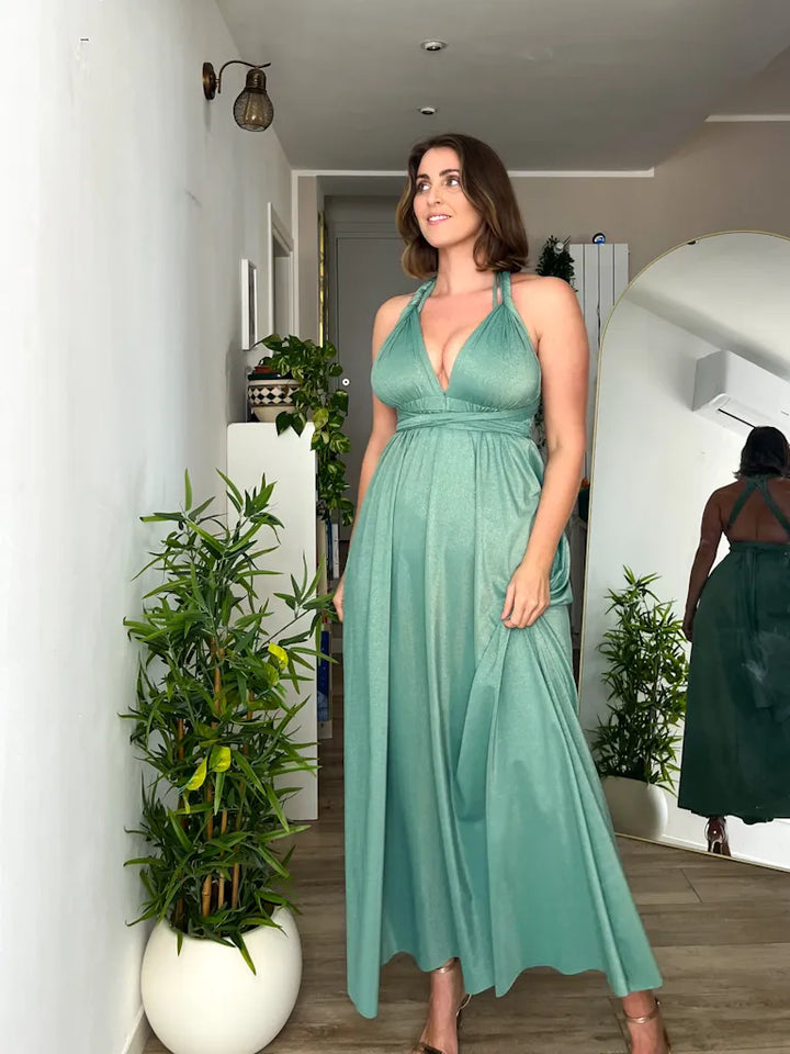 Abito OLIMPIA Multi-way - Lurex editon - Porcelain Green