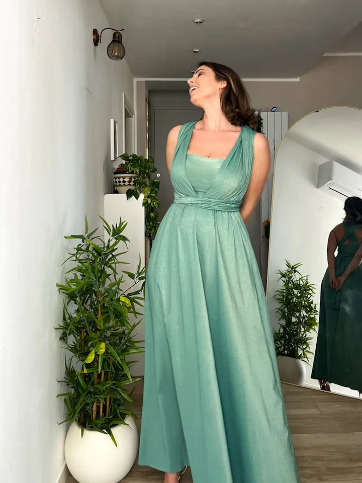 Abito OLIMPIA Multi-way - Lurex editon - Porcelain Green