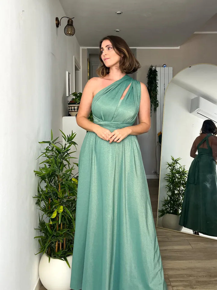 Abito OLIMPIA Multi-way - Lurex editon - Porcelain Green