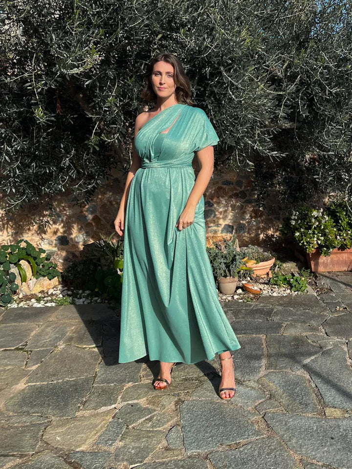 Abito OLIMPIA Multi-way - Lurex editon - Porcelain Green