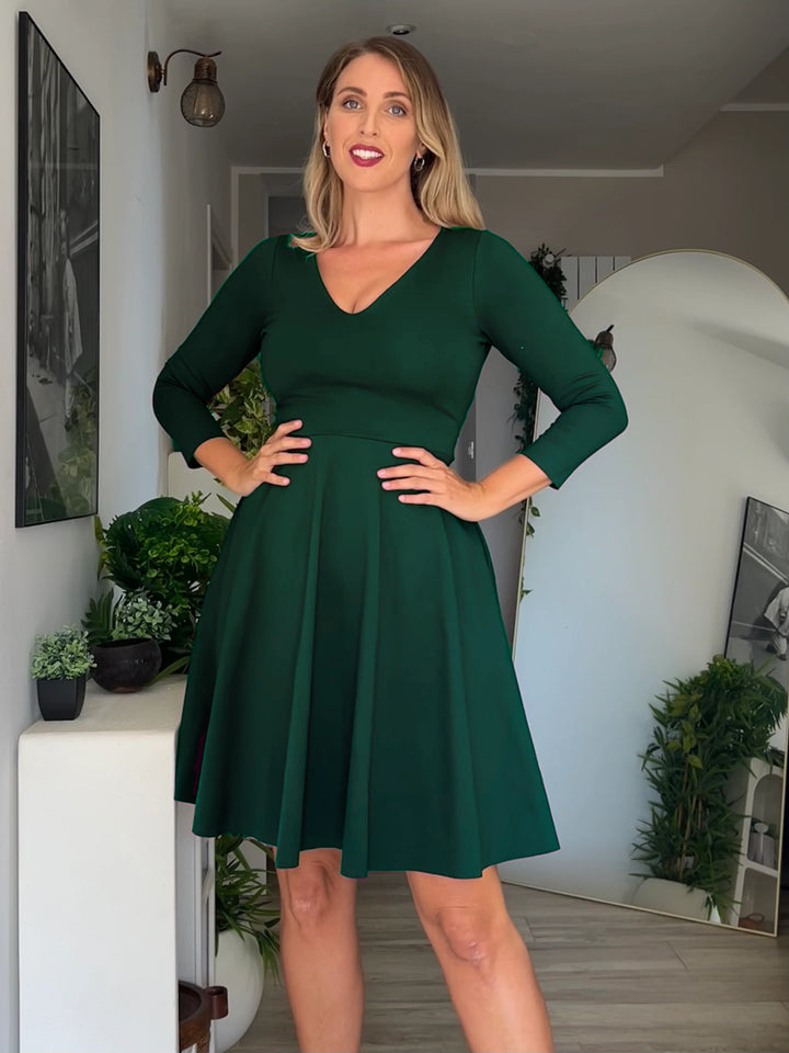 Abito AMELIE Punto Milano - Verde Bosco (PREORDER)