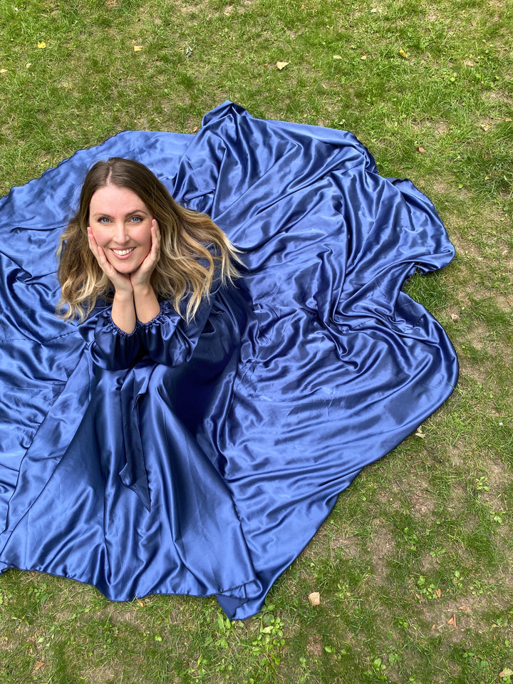 CALLIOPE Dress - Midnight Blue Satin 