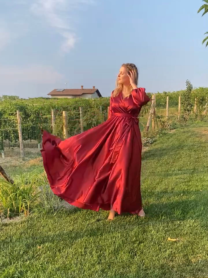 CALLIOPE Dress - Bordeaux Satin 