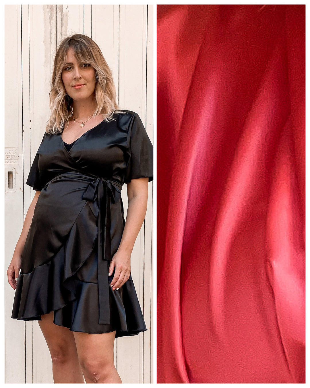 Dress in Satin - CORAL RED