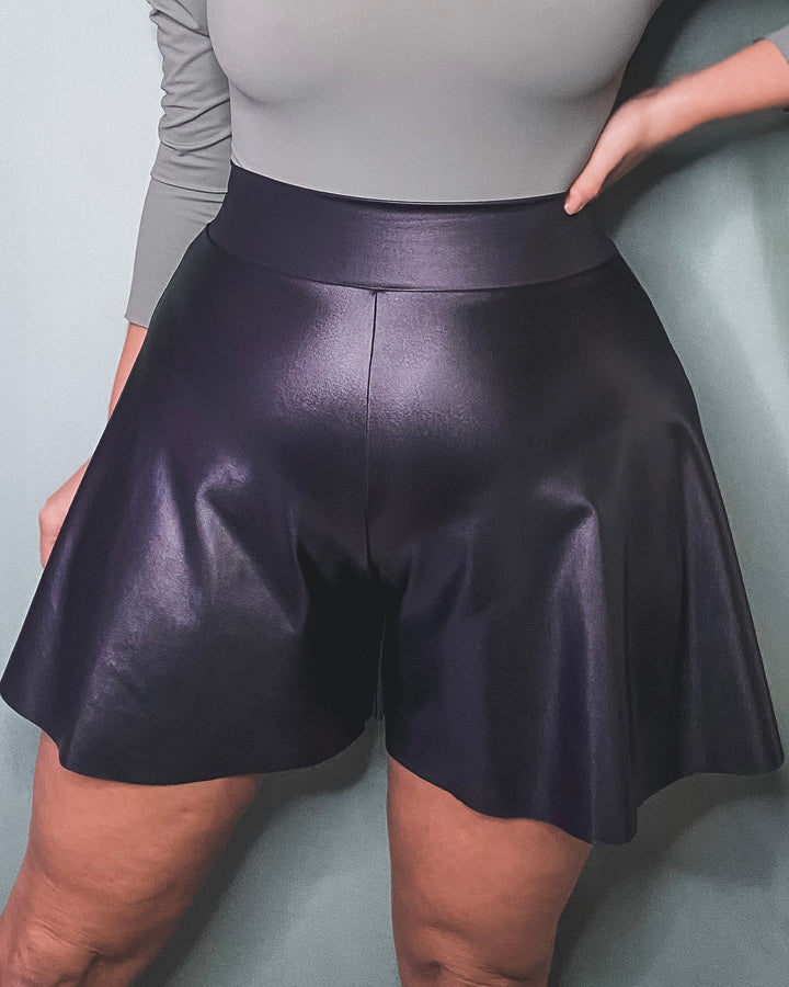 Shorts - BLACK Faux leather effect